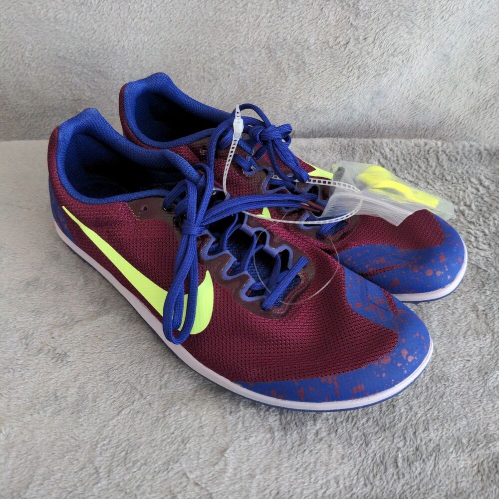 NWT Nike Zoom Rival D Distance Track Cross Country Spikes Volt Men 10.5 Burgundy